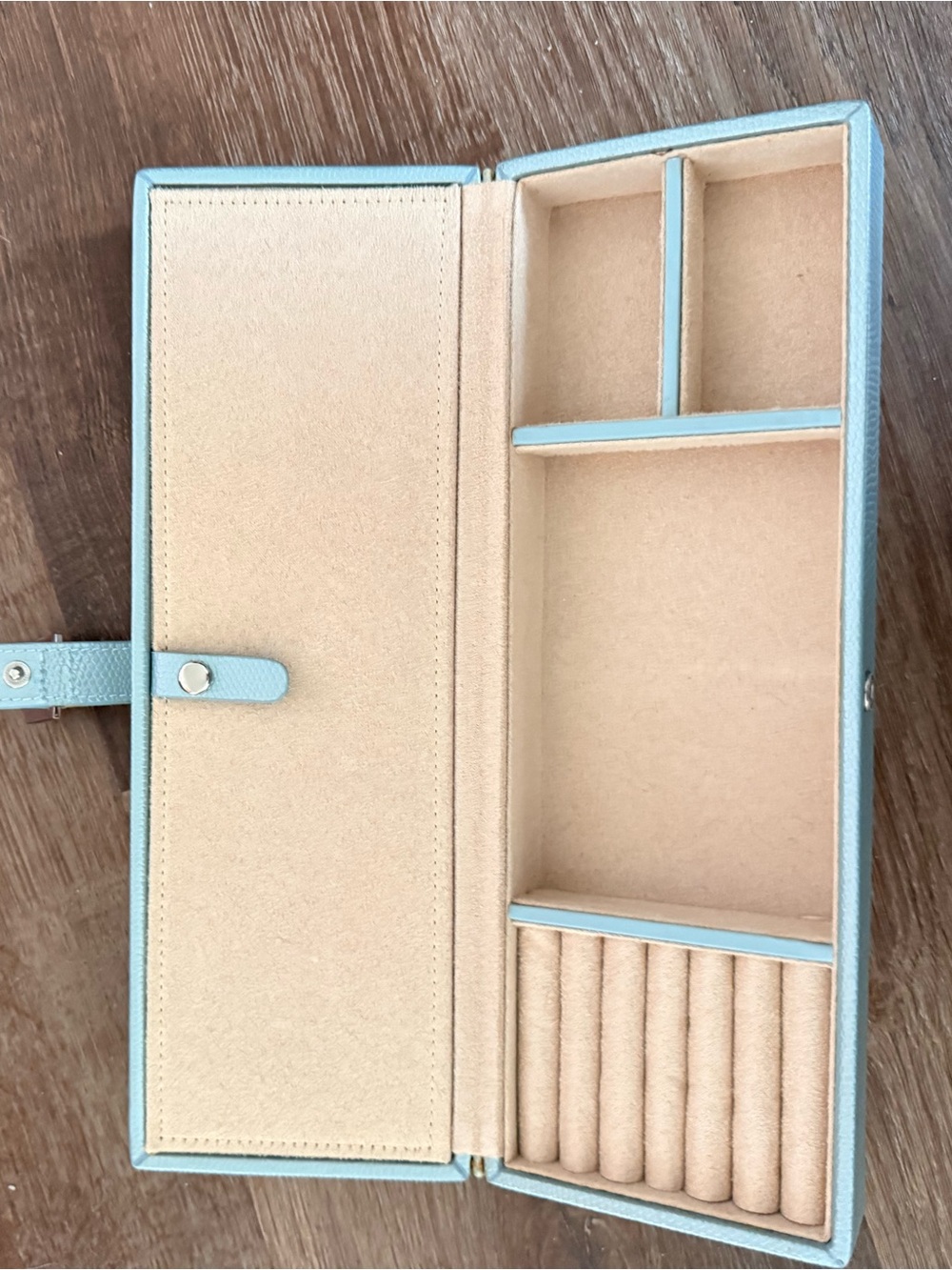 WOLF Jewelry Organizer Travel Case in Light Blue and Beige